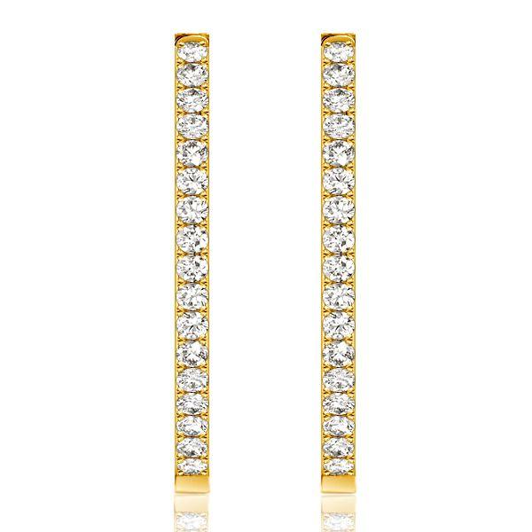 Sterling Silver Geometric Inside-Out Hoop Earrings - 1.01 CT. TW.