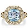 Aquamarine Cushion Cut Engagement Ring for Women in 925 Sterling Silver