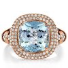 Aquamarine Cushion Cut Engagement Ring for Women in 925 Sterling Silver