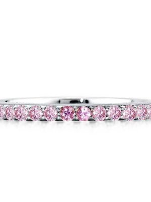 0.56 CT. TW. Pink Sapphire Shared Prong Wedding Band in Sterling Silver