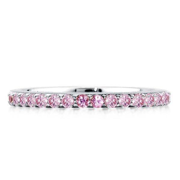 0.56 CT. TW. Pink Sapphire Shared Prong Wedding Band in Sterling Silver