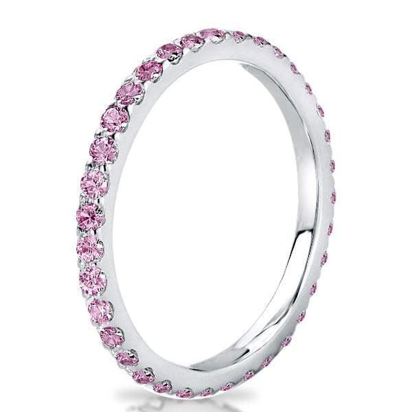 0.56 CT. TW. Pink Sapphire Shared Prong Wedding Band in Sterling Silver
