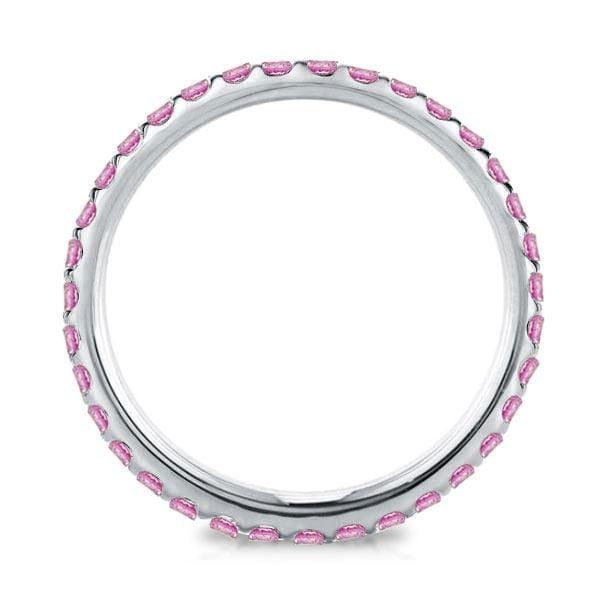 0.56 CT. TW. Pink Sapphire Shared Prong Wedding Band in Sterling Silver