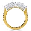 Two Tone Five Stone Wedding Band | Sterling Silver 1.61 CT. TW Diamond Alternative