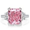 Pink Sapphire Engagement Ring for Women in 925 Sterling Silver with 5.00 CT Center Stone