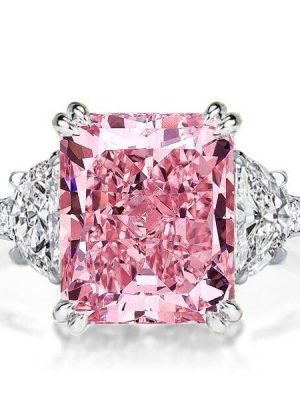 Pink Sapphire Engagement Ring for Women in 925 Sterling Silver with 5.00 CT Center Stone
