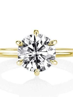 2.00 CT Round Solitaire Engagement Ring in 18K Gold Plated Sterling Silver