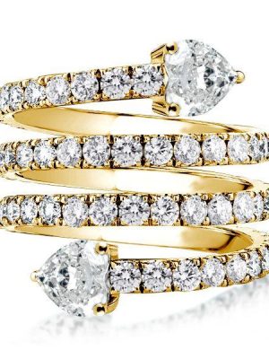 Golden Spiral Multi-Row Engagement Ring - 18K Gold Plated Sterling Silver