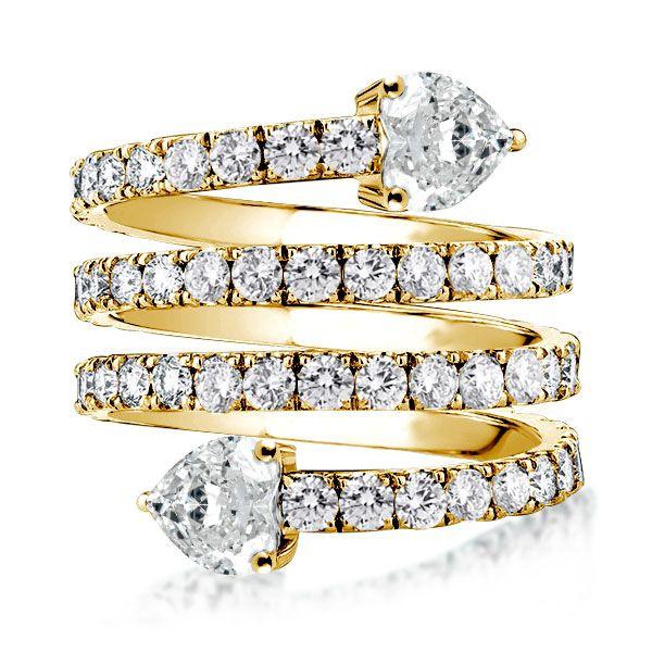 Golden Spiral Multi-Row Engagement Ring - 18K Gold Plated Sterling Silver