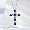 Sterling Silver Blue & White Sapphire Cross Pendant Necklace