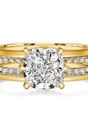 Nora Ring: Knife-Edge Cushion Cut Sterling Silver Engagement Ring