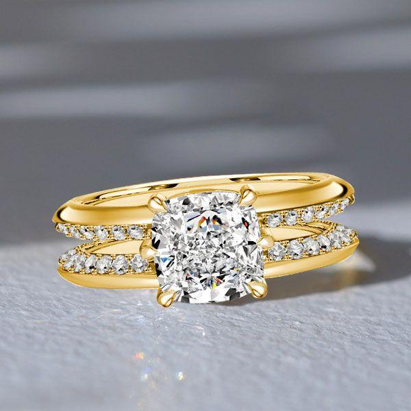 Nora Ring: Knife-Edge Cushion Cut Sterling Silver Engagement Ring