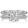 Nora Ring: Knife-Edge Cushion Cut Sterling Silver Engagement Ring