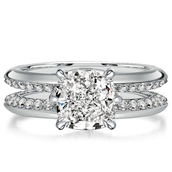Nora Ring: Knife-Edge Cushion Cut Sterling Silver Engagement Ring