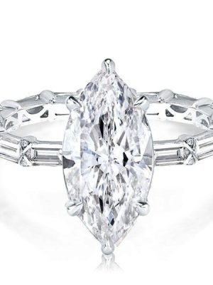 Marquise Cut Sterling Silver Engagement Ring - 3.86 CT Center Stone