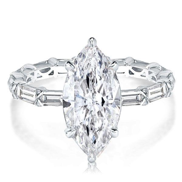 Marquise Cut Sterling Silver Engagement Ring - 3.86 CT Center Stone