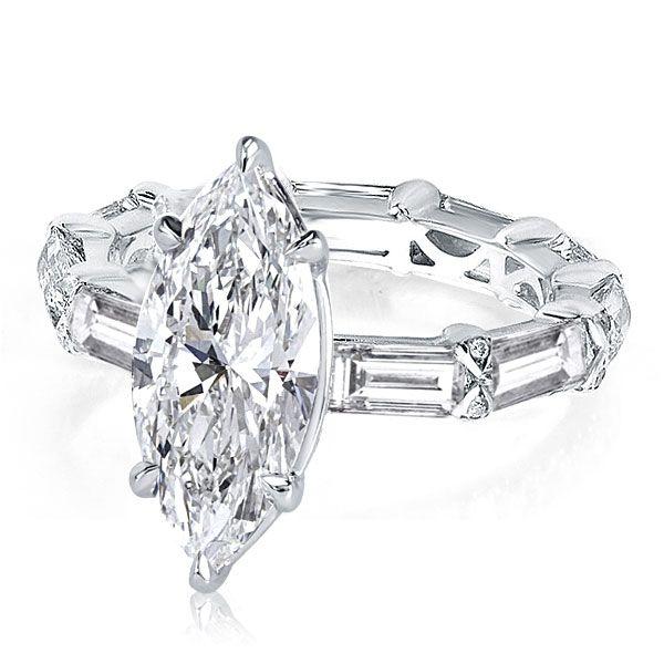 Marquise Cut Sterling Silver Engagement Ring - 3.86 CT Center Stone