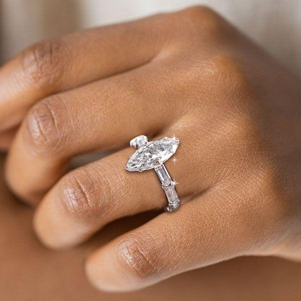 Marquise Cut Sterling Silver Engagement Ring - 3.86 CT Center Stone