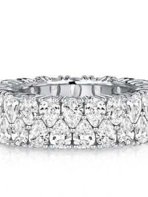 9.24 CTW Double Row Pear Cut Eternity Wedding Band in Sterling Silver