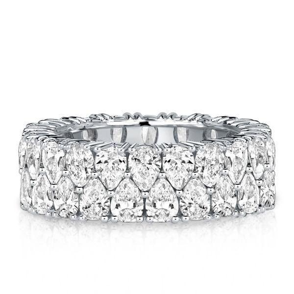 9.24 CTW Double Row Pear Cut Eternity Wedding Band in Sterling Silver