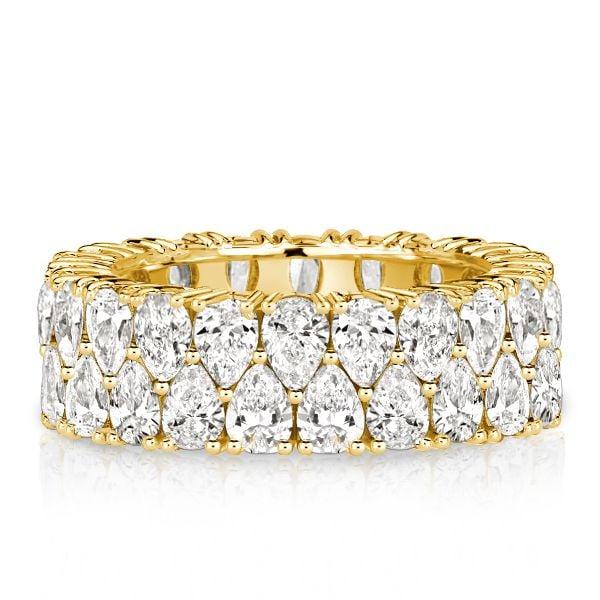 9.24 CTW Double Row Pear Cut Eternity Wedding Band in Sterling Silver
