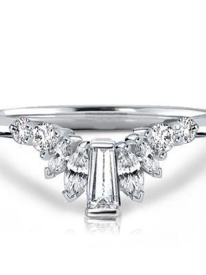 Chevron Wedding Band Ring in 925 Sterling Silver with 0.65 CT. TW. Accents