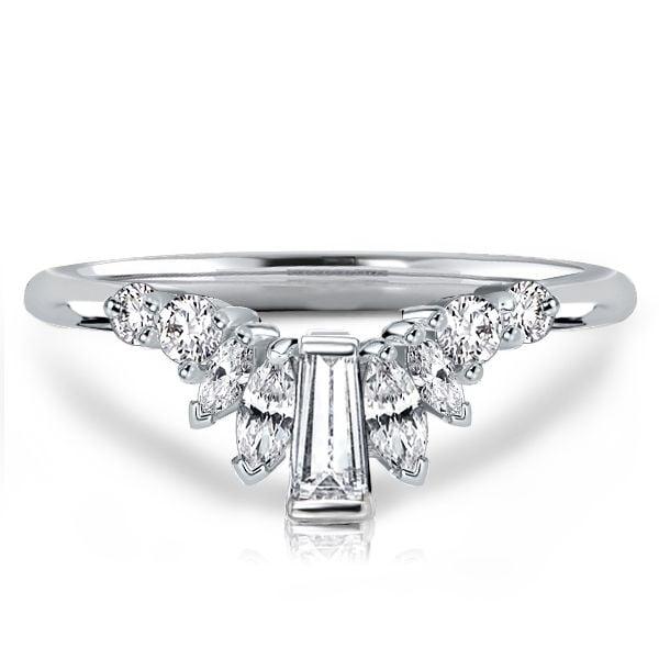 Chevron Wedding Band Ring in 925 Sterling Silver with 0.65 CT. TW. Accents