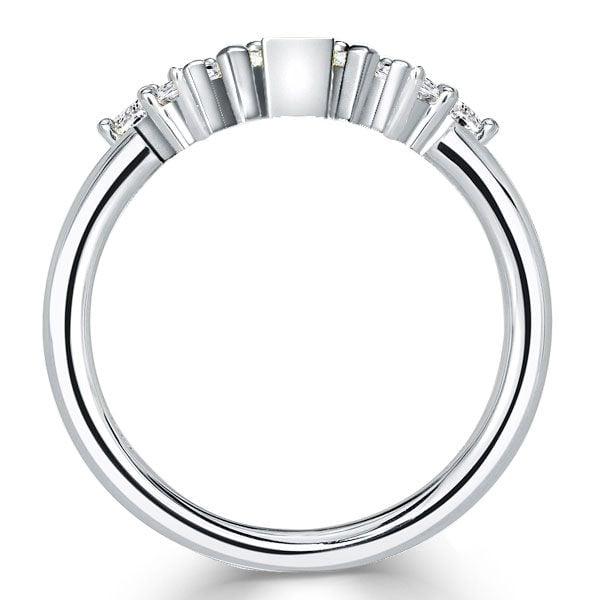 Chevron Wedding Band Ring in 925 Sterling Silver with 0.65 CT. TW. Accents