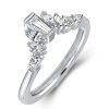 Chevron Wedding Band Ring in 925 Sterling Silver with 0.65 CT. TW. Accents