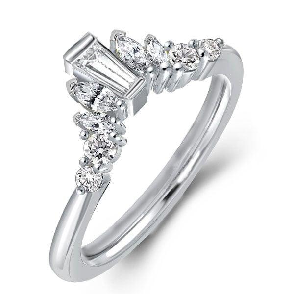 Chevron Wedding Band Ring in 925 Sterling Silver with 0.65 CT. TW. Accents