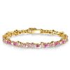 Golden Pink Cubic Zirconia Tennis Bracelet in Sterling Silver