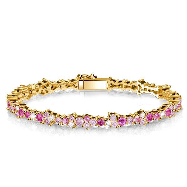 Golden Pink Cubic Zirconia Tennis Bracelet in Sterling Silver