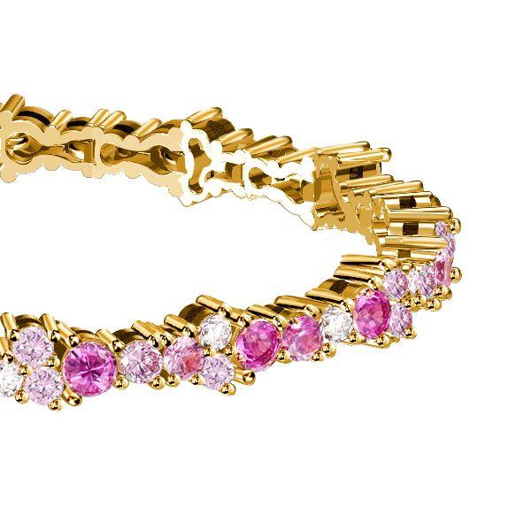 Golden Pink Cubic Zirconia Tennis Bracelet in Sterling Silver