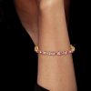 Golden Pink Cubic Zirconia Tennis Bracelet in Sterling Silver