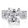 Radiant Cut Created White Sapphire Engagement Ring in 925 Sterling Silver