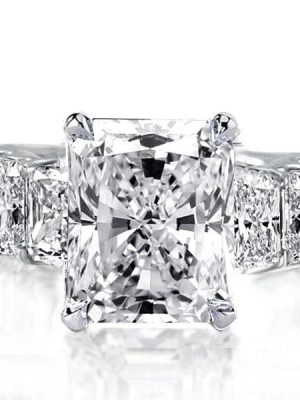 Radiant Cut Created White Sapphire Engagement Ring in 925 Sterling Silver