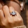 Radiant Cut Created White Sapphire Engagement Ring in 925 Sterling Silver