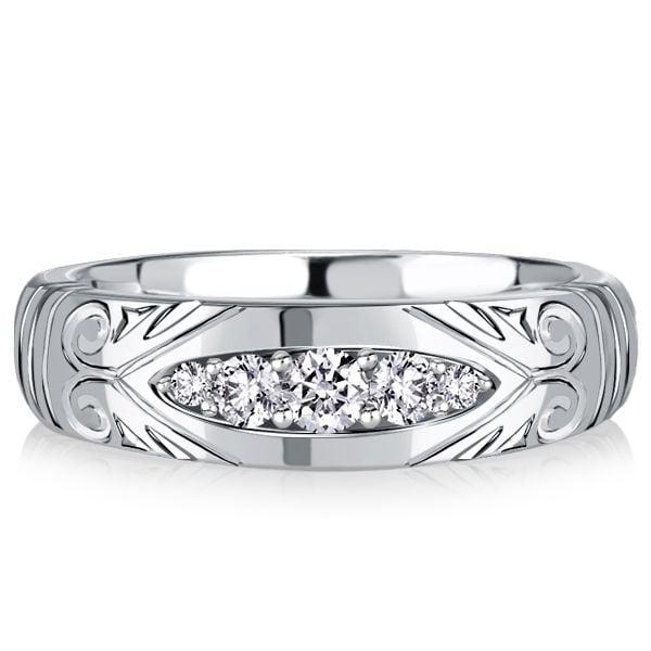 Vintage Style White Sapphire Wedding Band Anniversary Ring in Sterling Silver