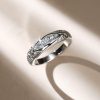 Vintage Style White Sapphire Wedding Band Anniversary Ring in Sterling Silver