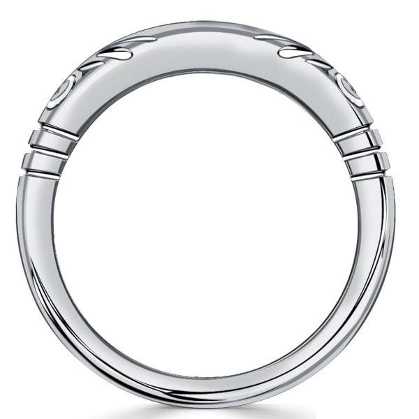 Vintage Style White Sapphire Wedding Band Anniversary Ring in Sterling Silver