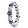 Purple & White Eternity Wedding Band - Sterling Silver - 6.50 CT. TW