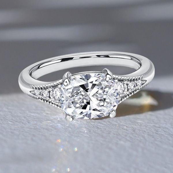 Vintage Cushion Cut Engagement Ring for Women in Sterling Silver with Simulated Diamond
