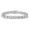 Sterling Silver Oval White Sapphire Bracelet for Girls & Women