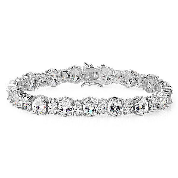 Sterling Silver Oval White Sapphire Bracelet for Girls & Women