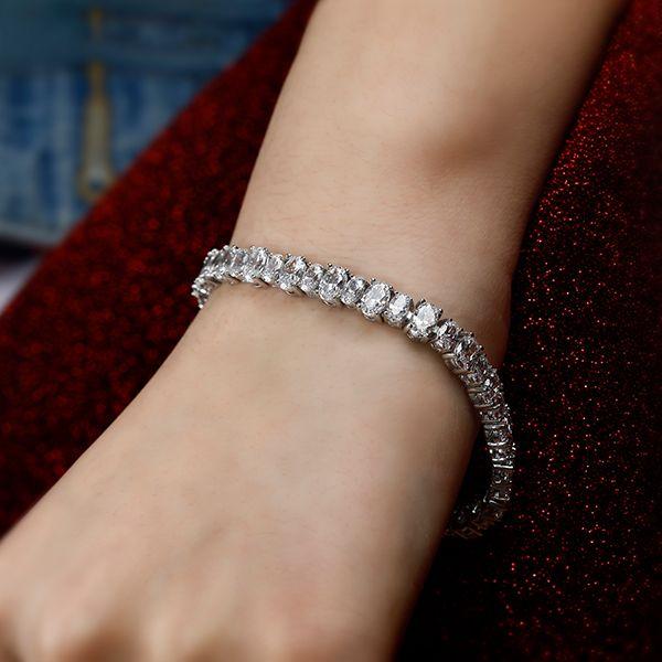 Sterling Silver Oval White Sapphire Bracelet for Girls & Women