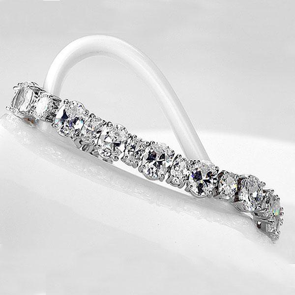 Sterling Silver Oval White Sapphire Bracelet for Girls & Women