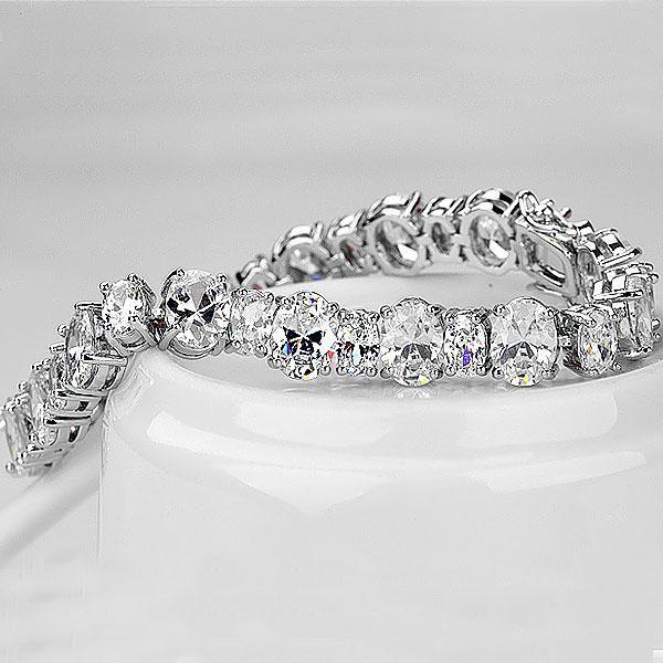 Sterling Silver Oval White Sapphire Bracelet for Girls & Women