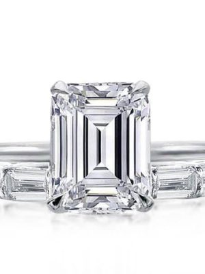Emerald Cut White Sapphire Bridal Set - 925 Sterling Silver