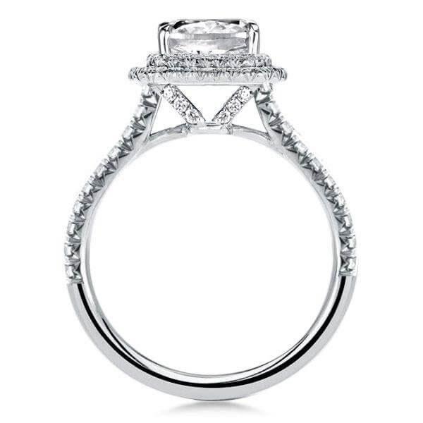 Princess Cut Double Halo Split Shank Bridal Set - Sterling Silver