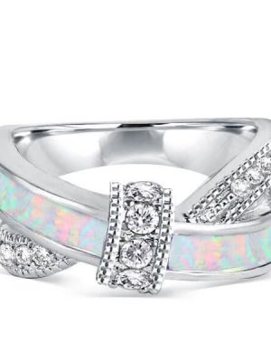 Knot Design White Sapphire Wedding Band in Sterling Silver